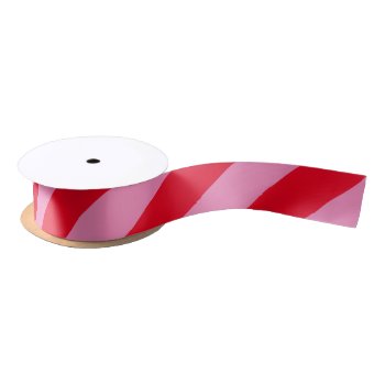 Red And Pink Wide Stripe Satin Ribbon by HoundandPartridge at Zazzle