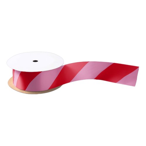 Red and Pink Wide Stripe Satin Ribbon