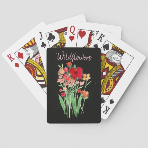 Red and Pink Wildflowers Text Poker Cards