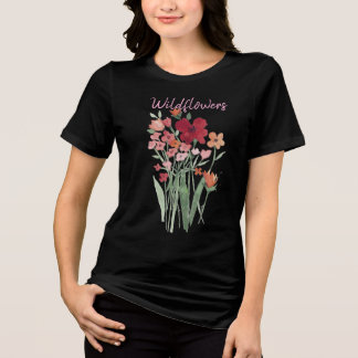 Red and Pink Wildflowers Text Tri-Blend Shirt