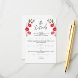 Red and Pink Wildflowers Whimsical Meadow Wedding Enclosure Card