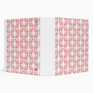 Red and pink wrapping paper featuring a repeating  3 ring binder