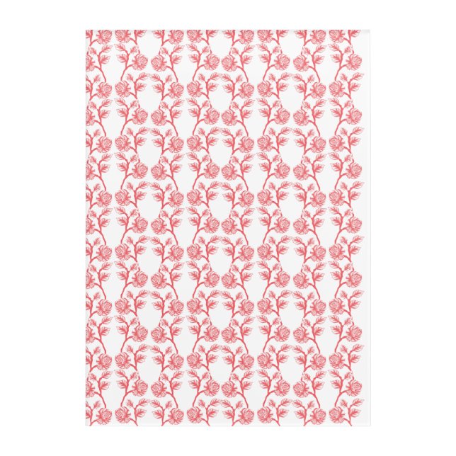Red and pink wrapping paper featuring a repeating  acrylic print (Front)