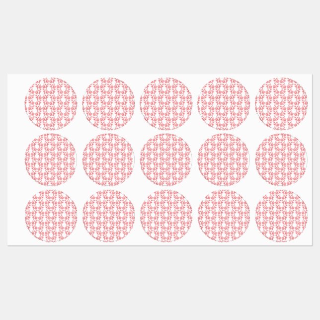 Red and pink wrapping paper featuring a repeating  labels (Sheet)