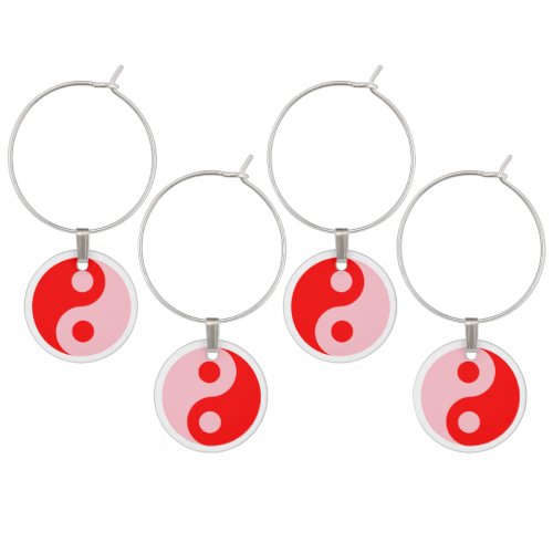 Red and Pink Yin Yang Symbol Wine Glass Charm