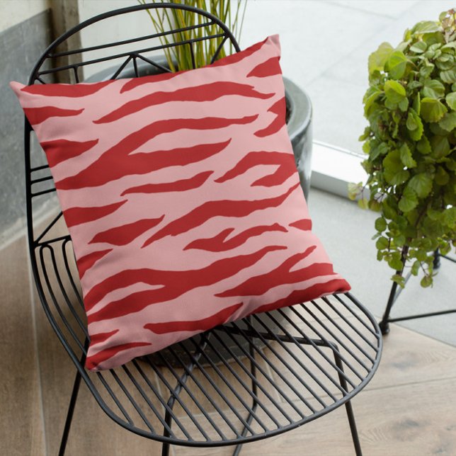 Red And Pink Zebra Pattern  Throw Pillow (Creator Uploaded)