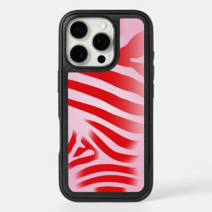 Red and Pink Zebra Print Stripes iPhone 16 Pro Case