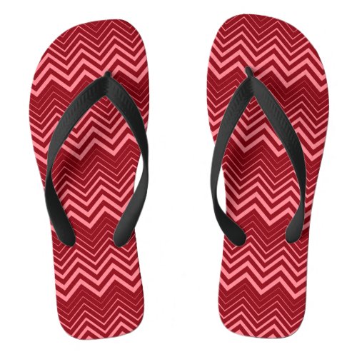 Red And Pink Zigzag Chevron Flip Flops