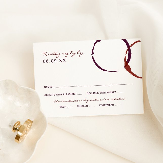 Red and Plum Wine Stain Entree Reply RSVP Card (Creator Uploaded)