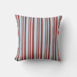 Red and Powder Blue Striped Pattern Throw Pillow