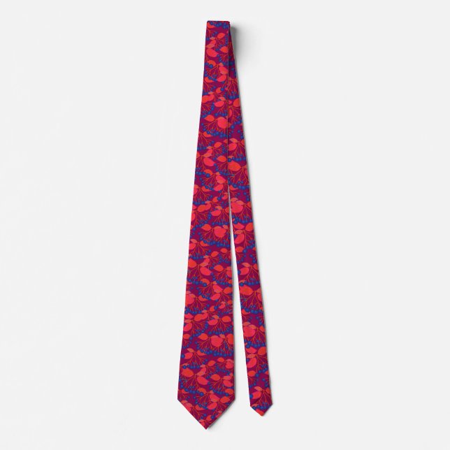 Red and purple fall berry  neck tie (Front)