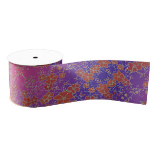 Red and Purple Flower Pattern Ribbon