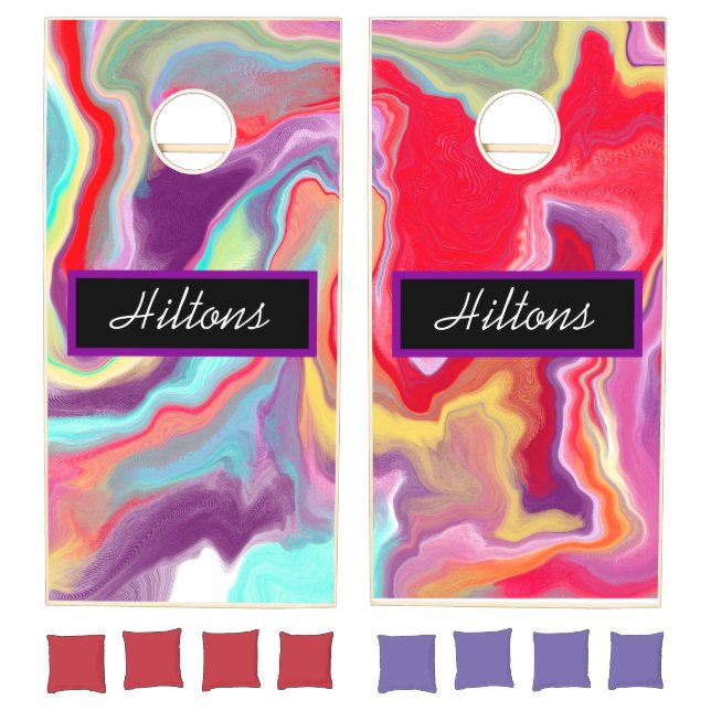 Red  and Purple Fluid Art Cornhole Set (Set)