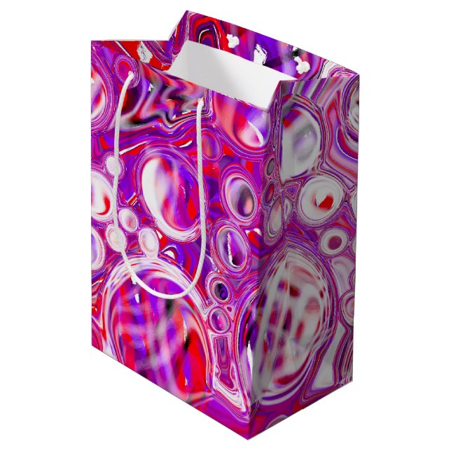 Red and Purple Fluid Art Medium Gift Bag (Back Angled)