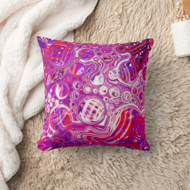Red and Purple Fluid Art  Throw Pillow (Blanket)
