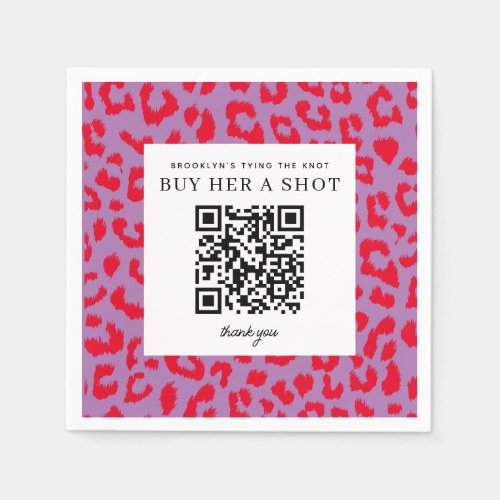 Red and Purple Girly Leopard Print Bachelorette Napkins