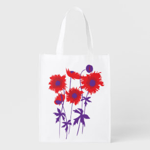 Red and purple graphic poppies bag