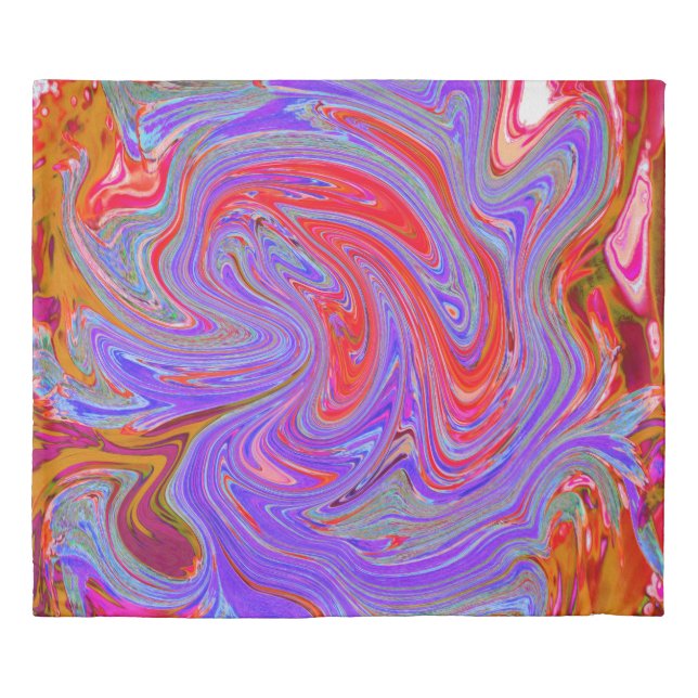 Red and Purple Groovy Abstract Retro Art Duvet Cover (Front)