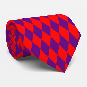 Red and Purple Harlequin Checkered Design  Neck Tie