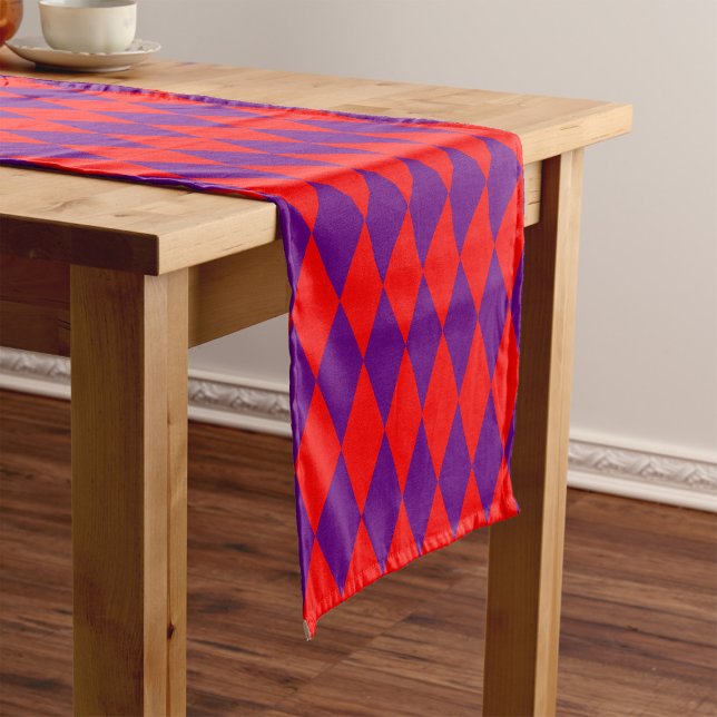 Red and Purple Harlequin Checkered Design  Short Table Runner (Creator Uploaded)