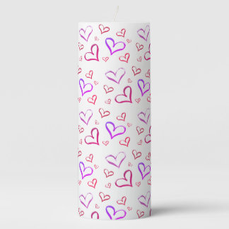 Red And Purple Hearts Pillar Candle