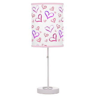 Red And Purple Hearts  Table Lamp