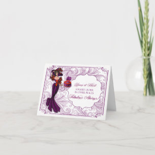 Red and Purple Lady in Hat Birthday Card
