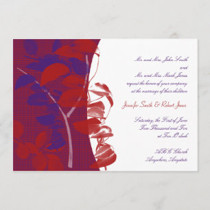 Red and Purple Leaf Design Wedding Invitation
