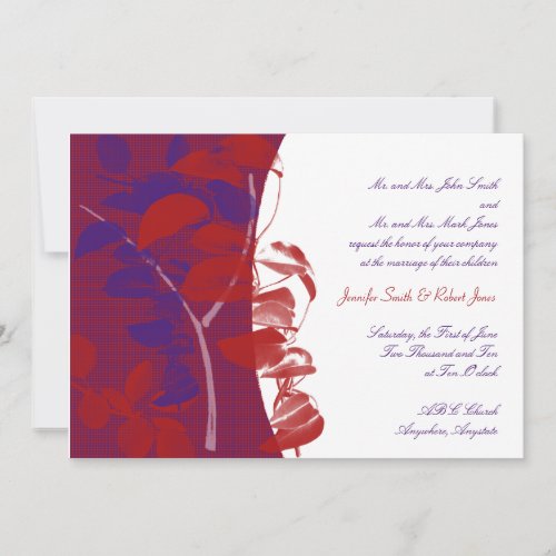 Natural Silhouettes: Red and Purple Leaf Design Personalized Invites