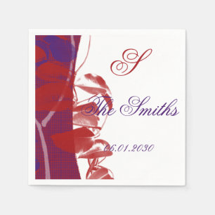 Red and Purple Leaf Design Wedding Napkin