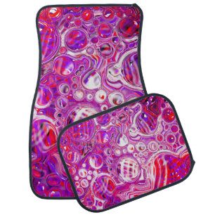 Red and Purple Marble Fluid Art Car Floor Mat