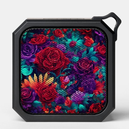 Red and Purple Roses With Teal Floral Accents_ Bluetooth Speaker