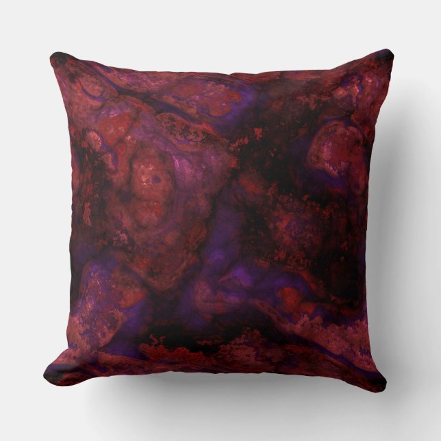 Red and Purple stone abstract Throw Pillow (Front)