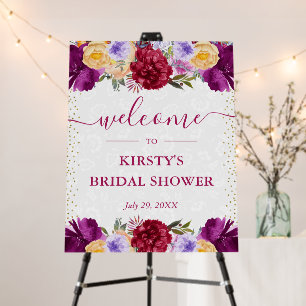 Red and Purple Summer Flowers Bridal Shower Foam Board