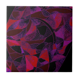 Red and Purple Vintage Stained glass tiles