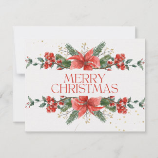 Red and reen Floral Merry Christmas Card