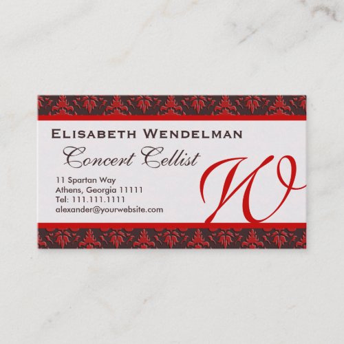 Red and Rich Brown Musician's Name Cards Business Card