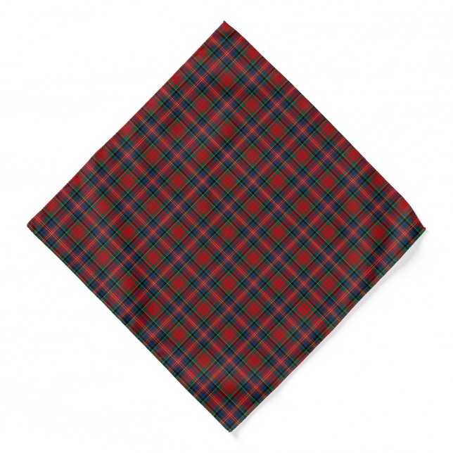 Red and Royal Blue MacPherson Clan Scottish Plaid Bandana (Front)