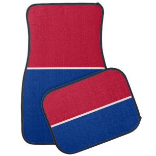 Red and Royal Blue Three Tone Solid Color Car Mats