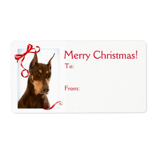 Red and Rust Doberman Christmas Gift Stickers