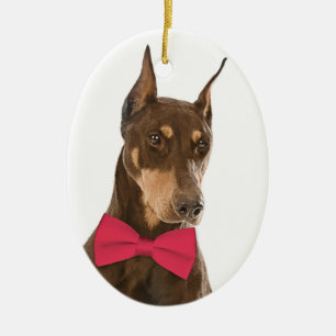 Red and Rust Doberman Christmas Ornament