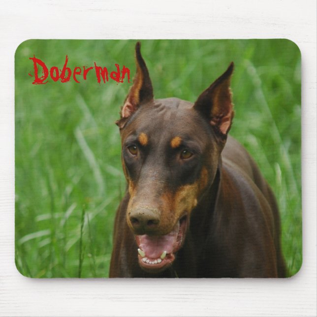 Red and Rust Doberman Mouse Pad (Front)