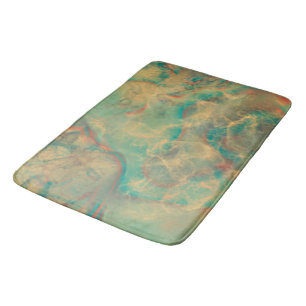 Red and Sea Green Marble abstract Bath Mat