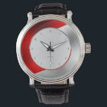 Red and shiny silver geometric design watch<br><div class="desc">Modern geometric shiny red and silver faux metallic texture.</div>