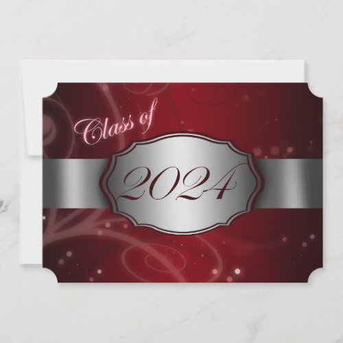 Red and Silver 2024 Graduation Invitations