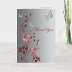 Red and Silver Butterflies Thank You Card