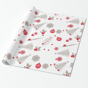 Red and Silver Christmas Glossy Wrapping Paper