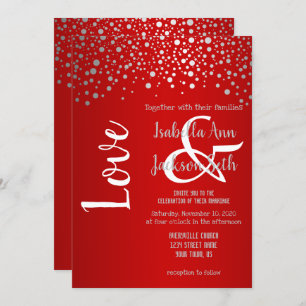 Red and Silver Confetti Dots Invitation