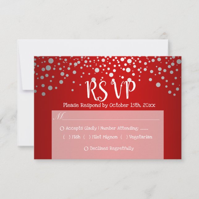 Red and Silver Confetti Dots - RSVP (Front)