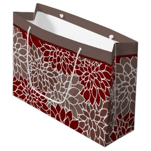 Red and silver dahlias large gift bag